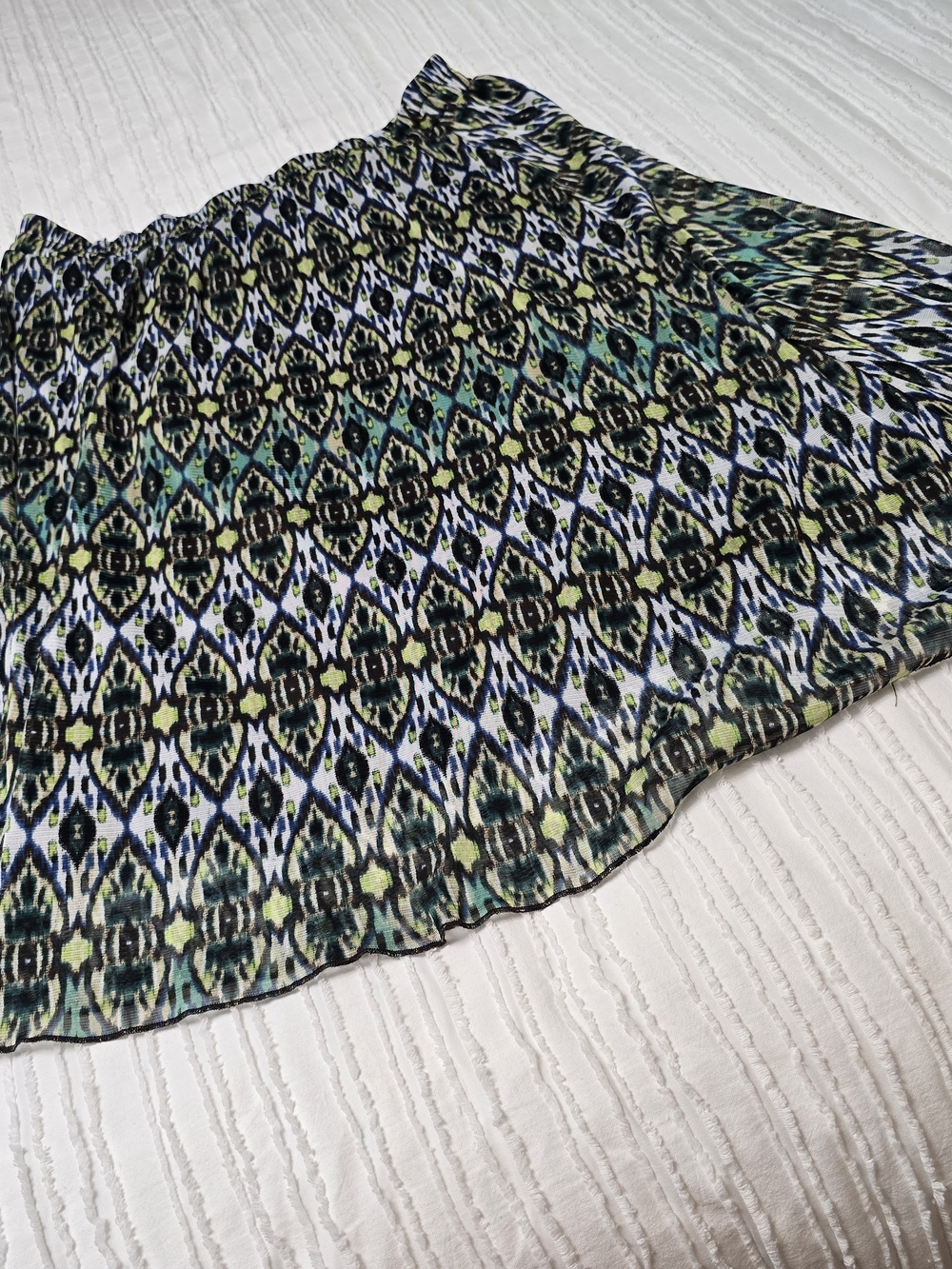 Patterned Green, Brown and Blue Women's Skirt